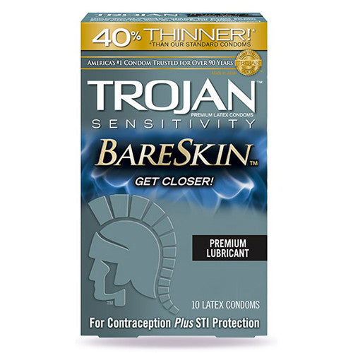 Trojan Sensitivity Bareskin Premium Latex Condoms, 10 Ea